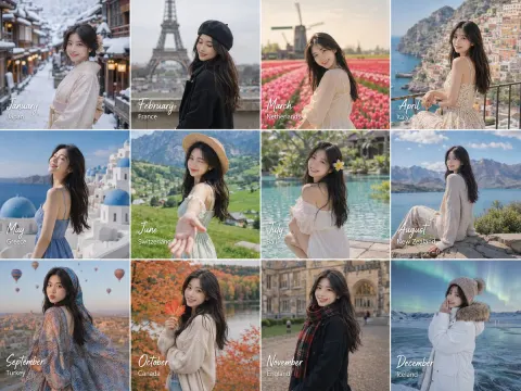 Twelve Months Global Travel Collage