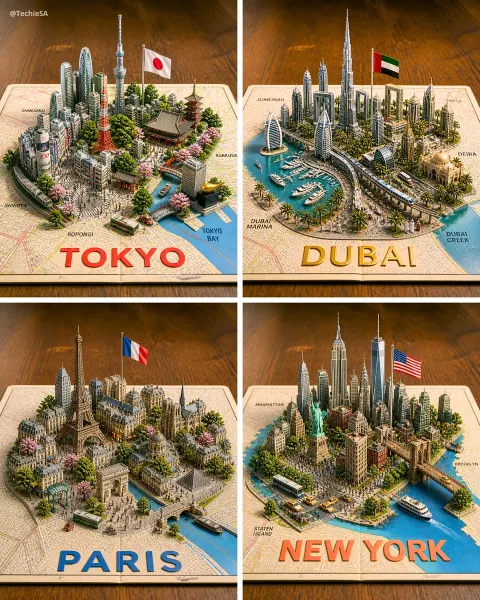 3D Miniature City Map Diorama