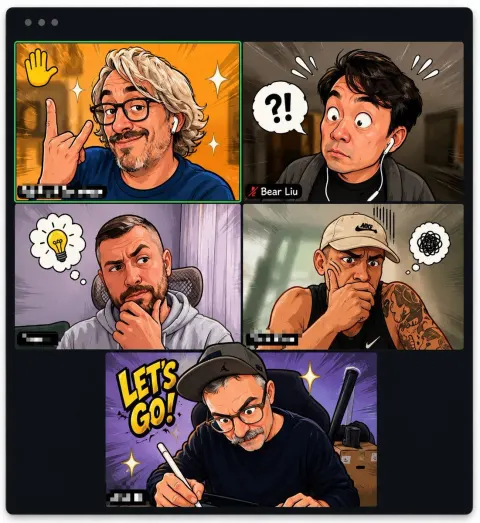 Comic Style Video Meeting Screenshot
