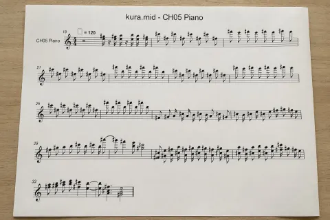 MIDI Piano Score Printout