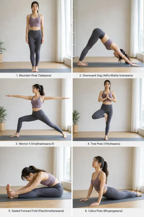 Six Yoga Poses Grace Grid