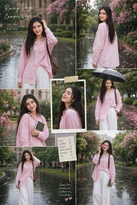 Rainy Campus Aesthetic Collage