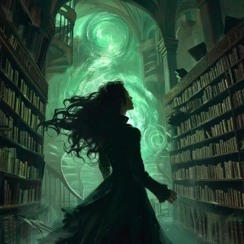 Teen Bellatrix Lestrange in Library Concept Art