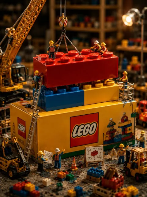 Tiny Crew Builds Giant Toy Brick
