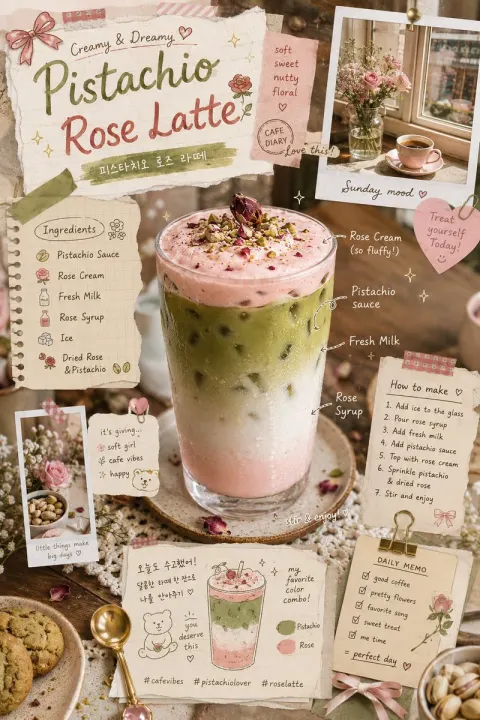 Dreamy Pistachio Latte Scrapbook Art
