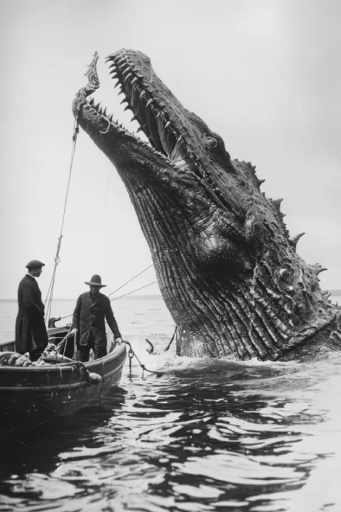 1900s Photo of Giant Sea Monster Catch