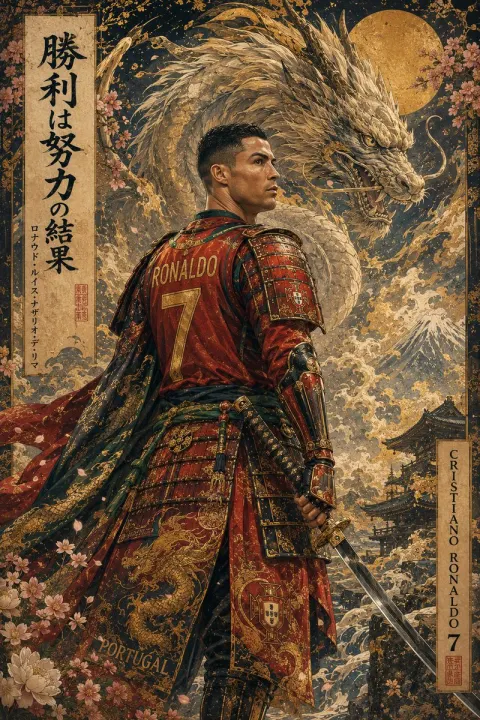Ukiyo-e Samurai Warlord Fantasy Art