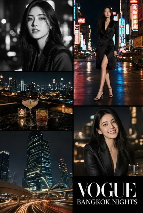 Vogue Bangkok Nights Fashion Collage