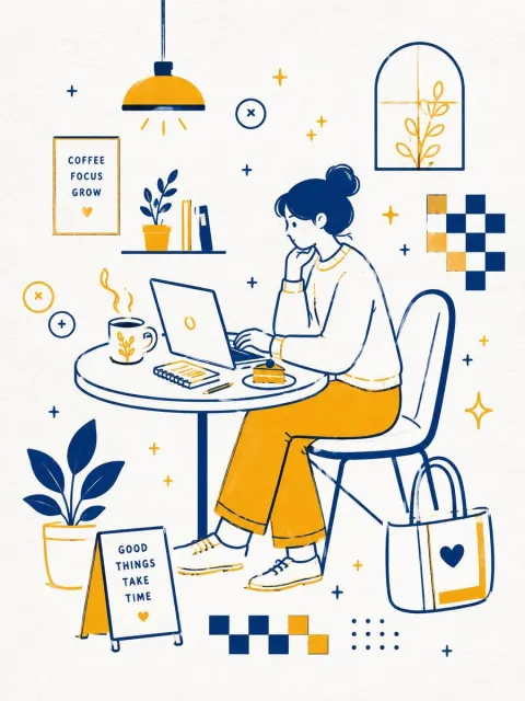 Retro Café Minimalist Illustration