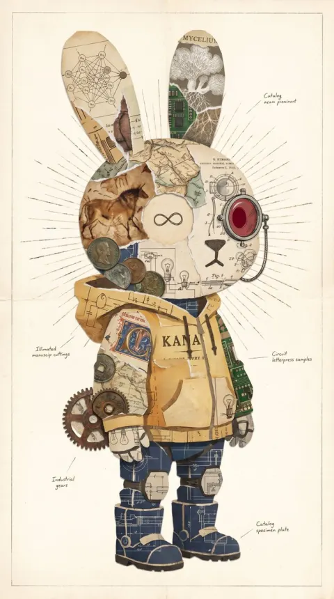 Vintage Rabbit Collage Curio