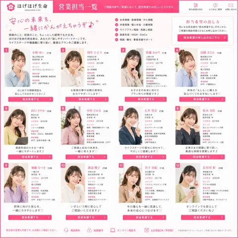 Pink Insurance Staff Directory Design