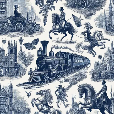 Orient Express Toile de Jouy Vintage Blue Pattern