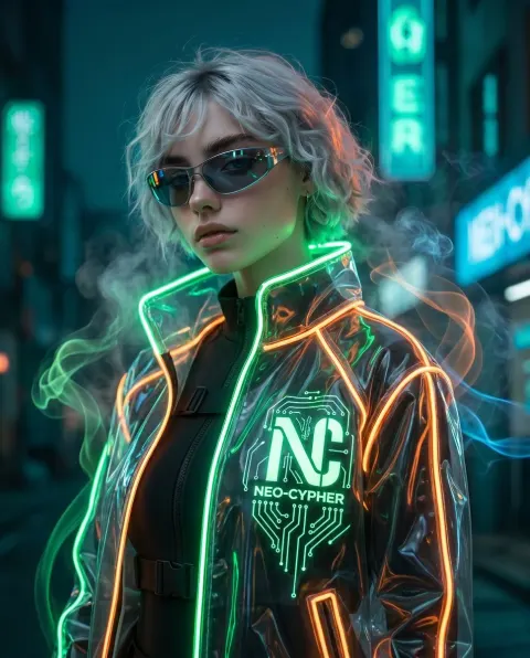 Cyberpunk Neon Fashion Portrait