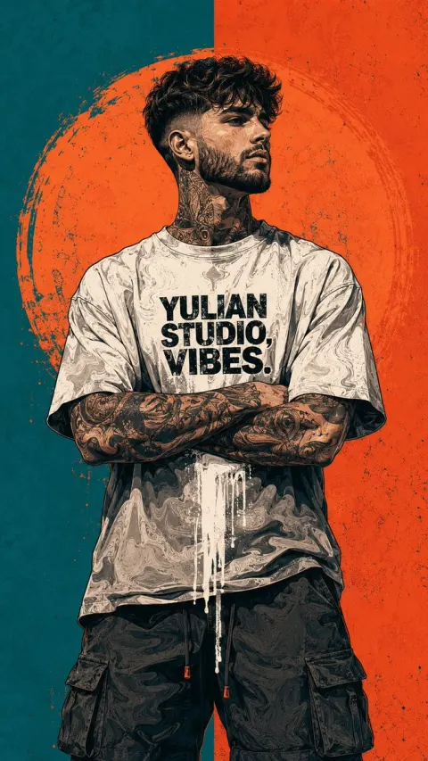 Edgy Streetwear Man Vector Art