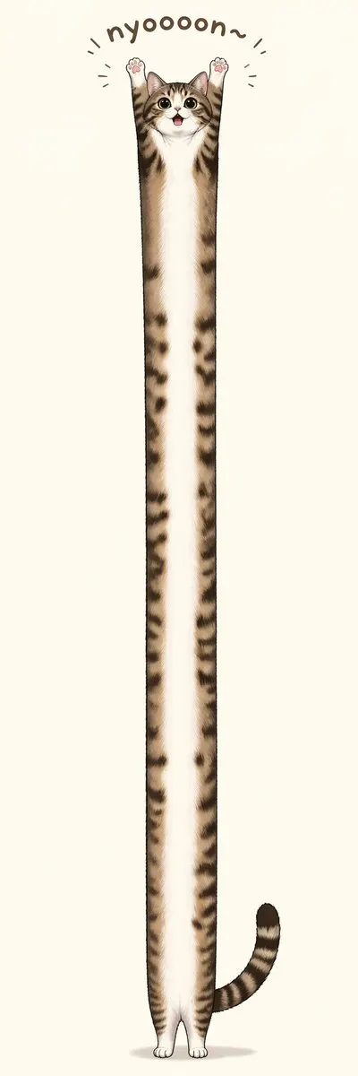 Stretchy Tabby Cat Noodle Art