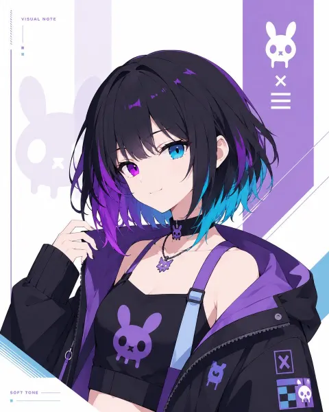Cyber Goth Bunny Girl OC Card