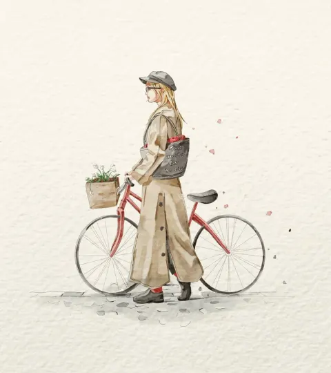 Vintage Bicycle Watercolor Illustration