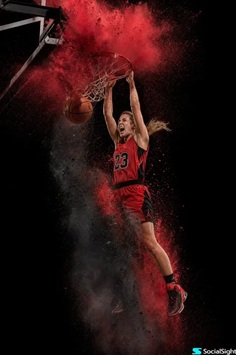 Female Basketball Dunk Powder Explosion