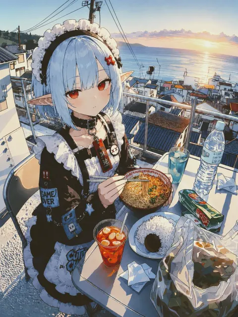 Elf Maid Rooftop Sunset Dinner