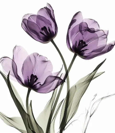 Purple Tulip Ink Wall Art Print