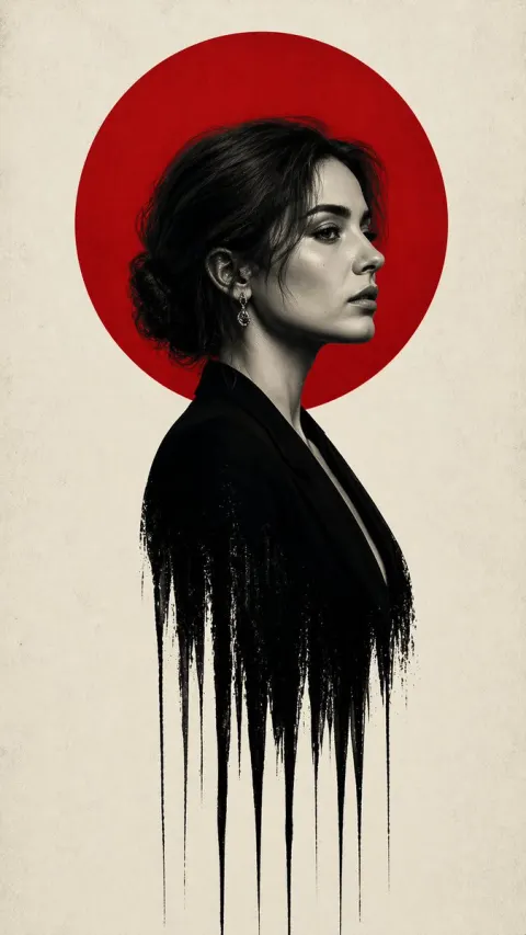 Minimalist Noir Portrait Red Halo