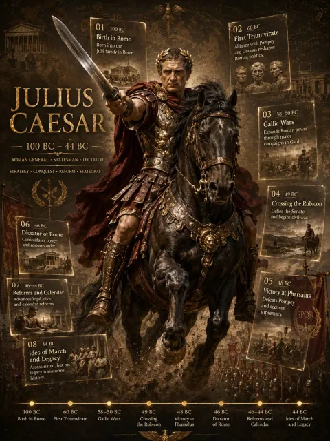 Julius Caesar Epic Infographic Poster