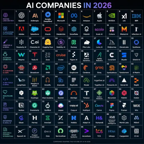 100 AI Companies 2026 Grid