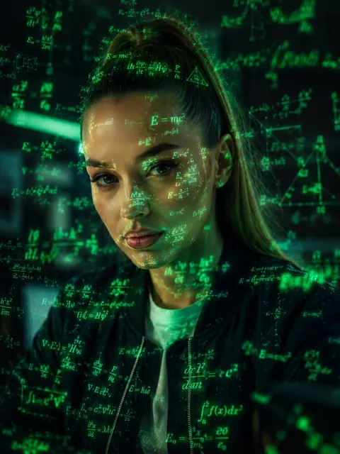 Futuristic Portrait Of Intelligent Woman