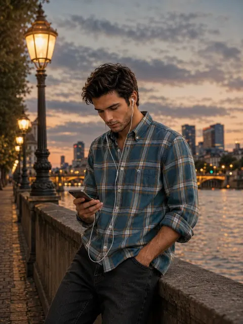 Cinematic Riverside Portrait Blue Hour