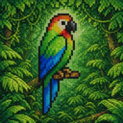 Pixel Parrot Mosaic Jungle