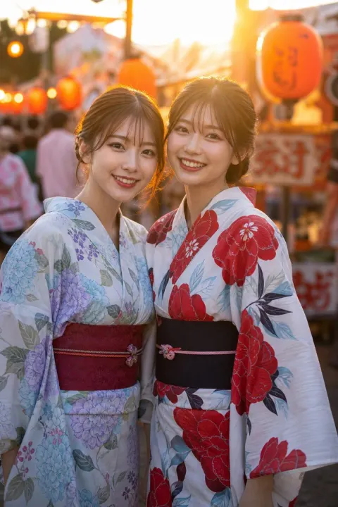 Yukata Friends Summer Festival Portrait