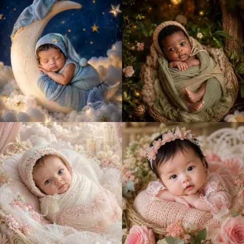 Dreamy Newborn Collage With Privacy Blur