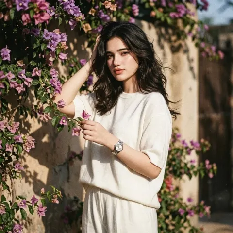Retro Floral Wall Fashion Editorial