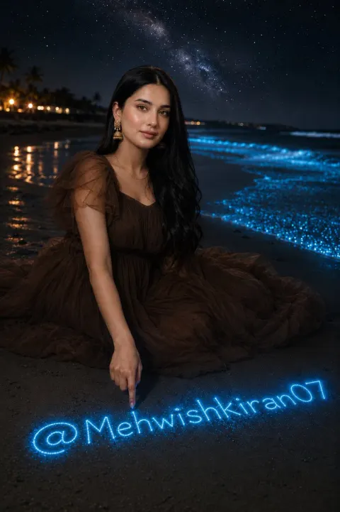Bioluminescent Beach Night Portrait