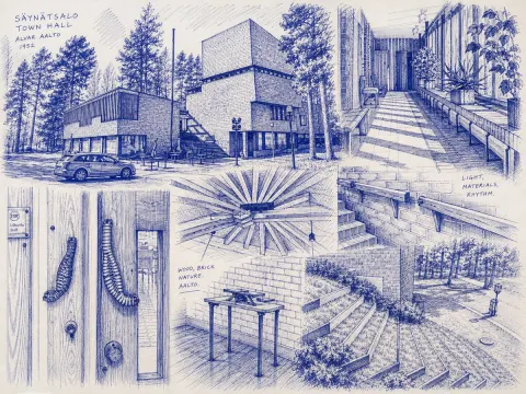 Aalto Sketchbook Blue Ink Studies