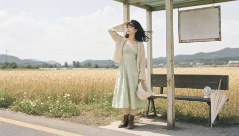 Korean Idol Summer Barley Field Portrait