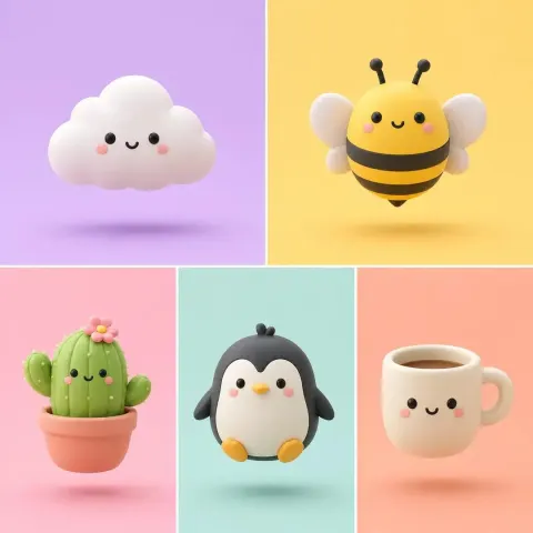 Minimalist Clay 3D Render