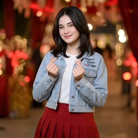 Festive Night Market Finger-Heart Portrait