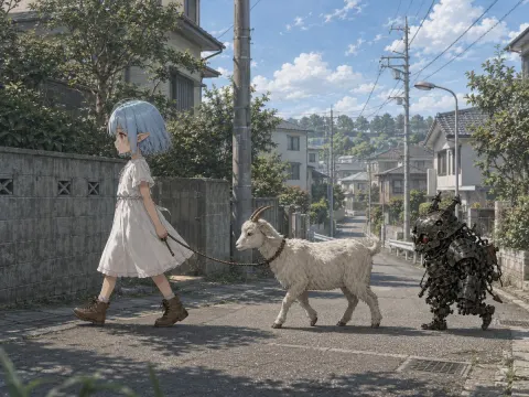 Elf Girl's Summer Suburban Stroll