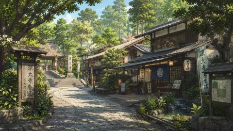 Ghibli Inspired Japanese Temple Approach