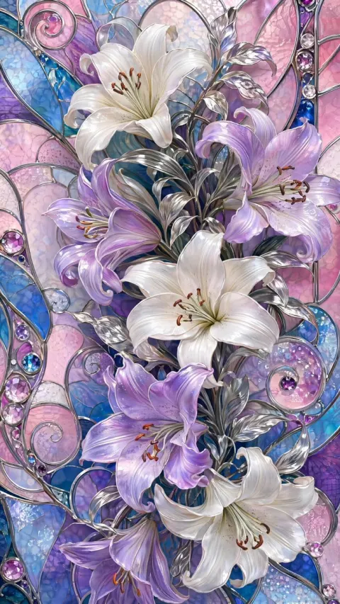 Stained Glass Lilies Window