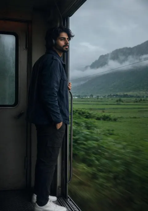 Moody Rainy Train Portrait