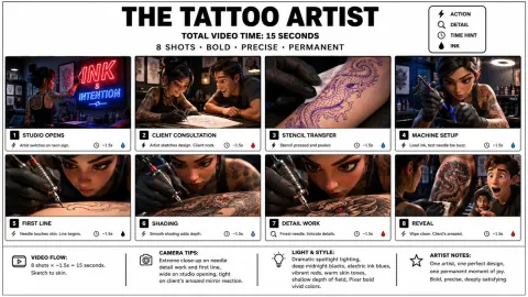Tattoo Artist Infographic Storyboard Poster