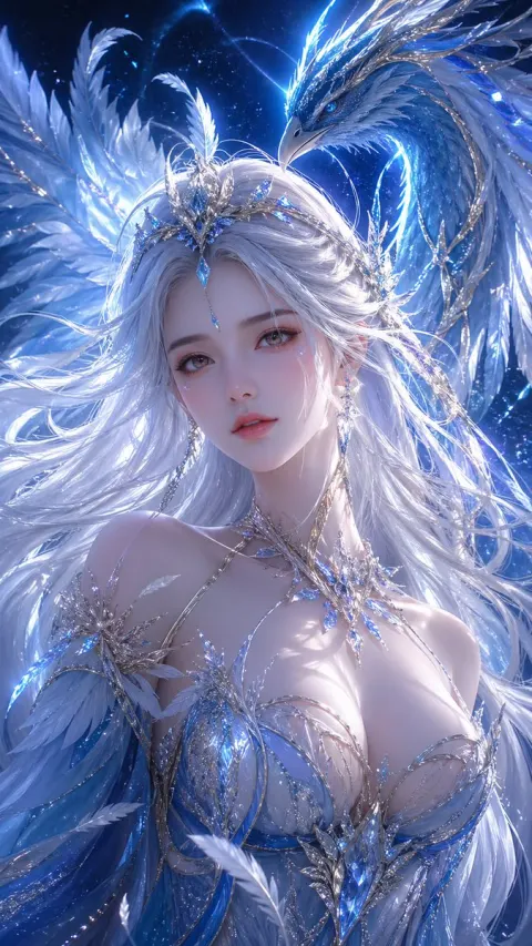 Ethereal Fantasy Goddess With Phoenix