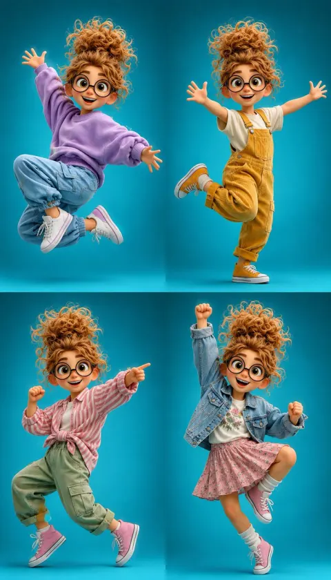 Energetic Girl Fashion Pose Showcase