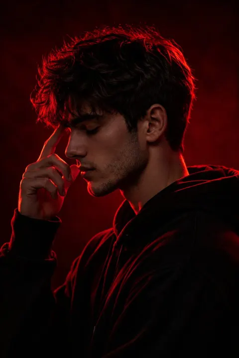 Red Silhouette Contemplation