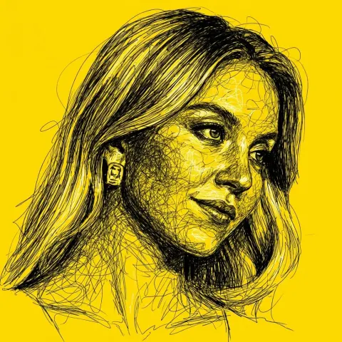 Scribble Art Portrait Yellow Background