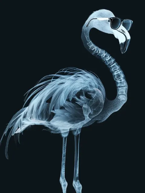 X-Ray Flamingo Wearing Aviator Sunglasses
