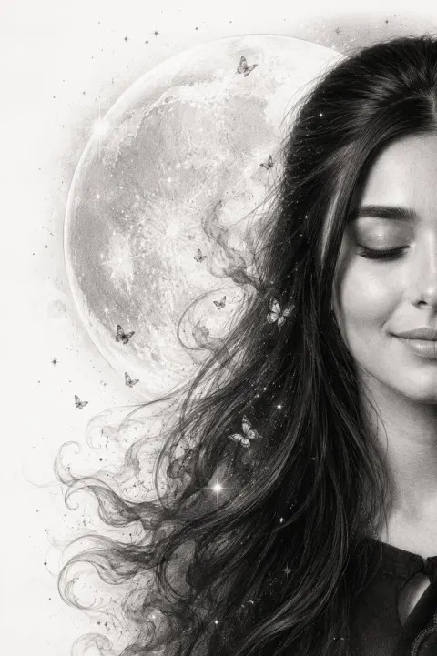 Ethereal Graphite Moon Portrait