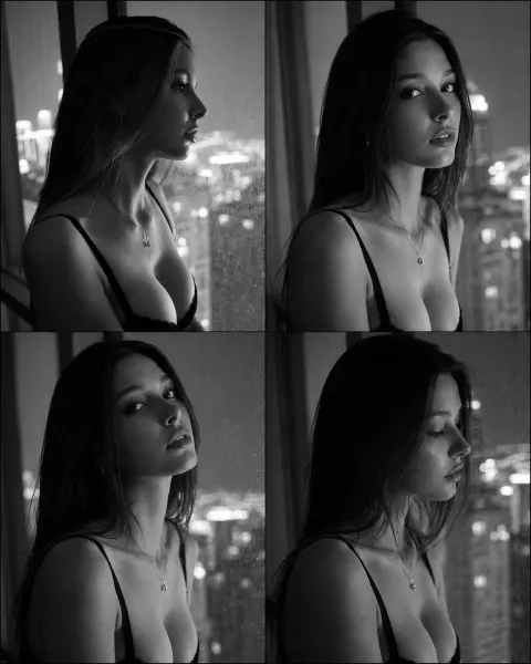 Monochrome Fashion Contact Sheet Portrait